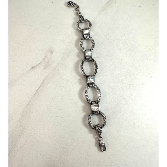 Brighton Sunflower Silver toned Chunky Link Bracelet Swarovsky Accent - Picture 2 of 5
